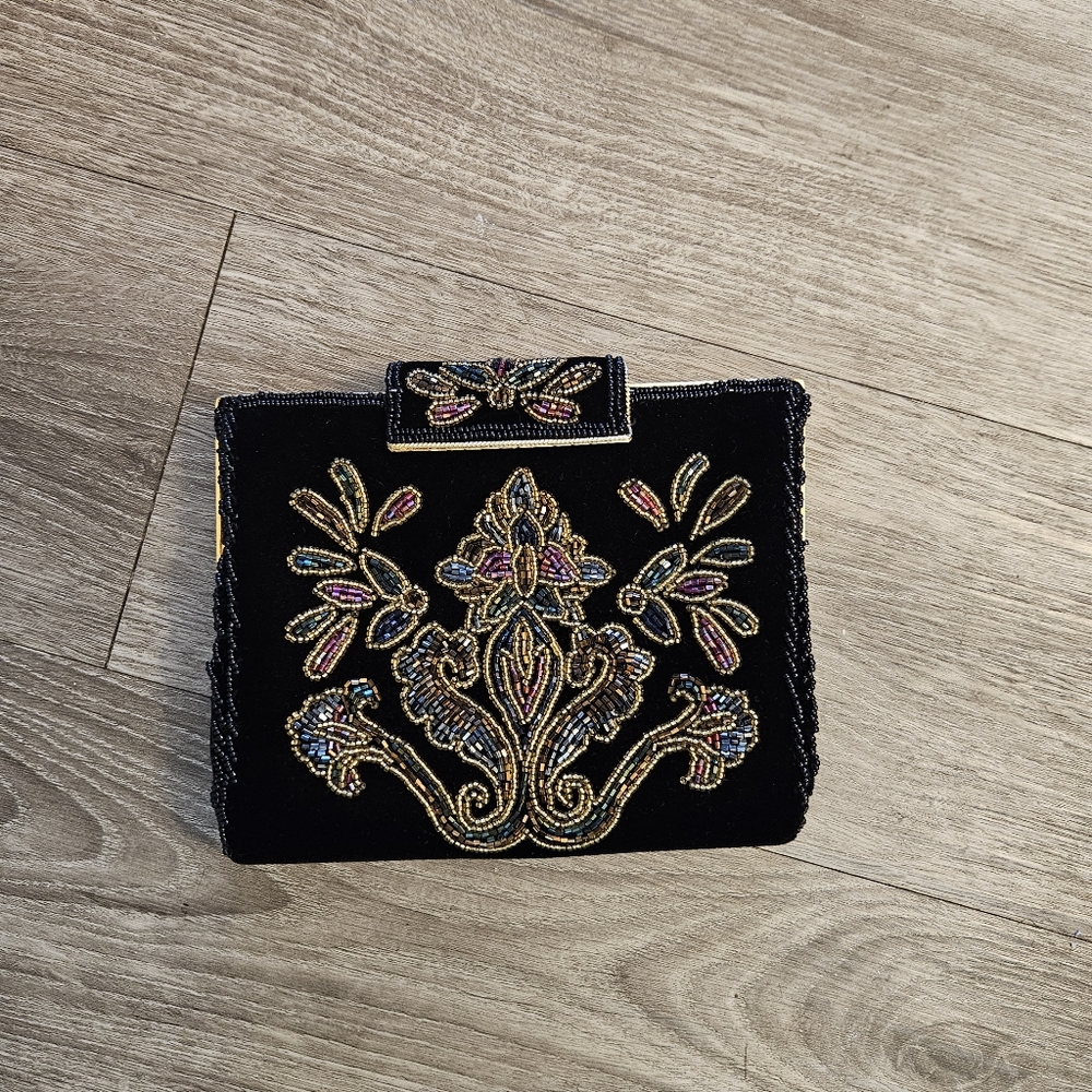 Beaded Velvet Clutch Purse